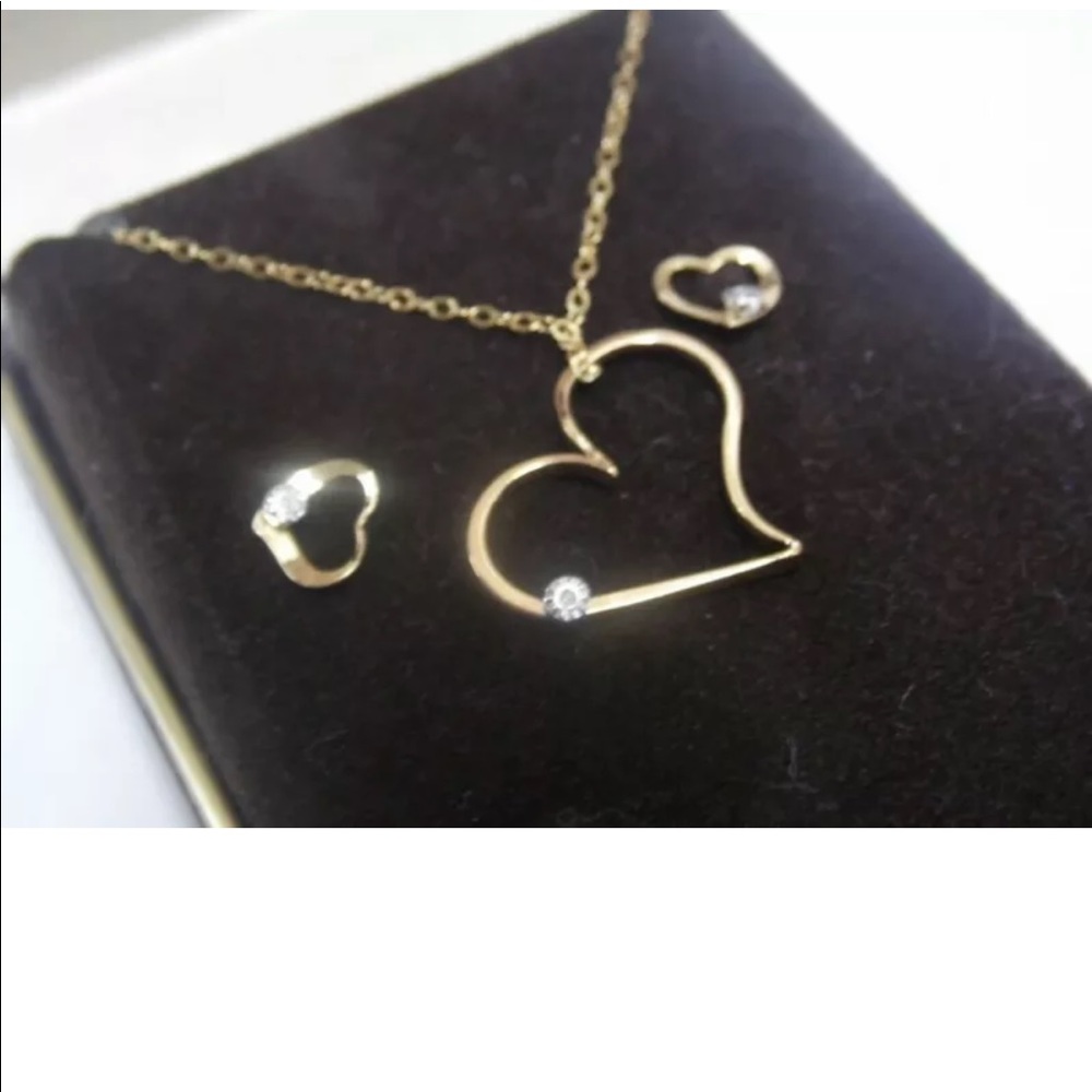 Gold-Filled Diamonds Necklace & Earrings Set